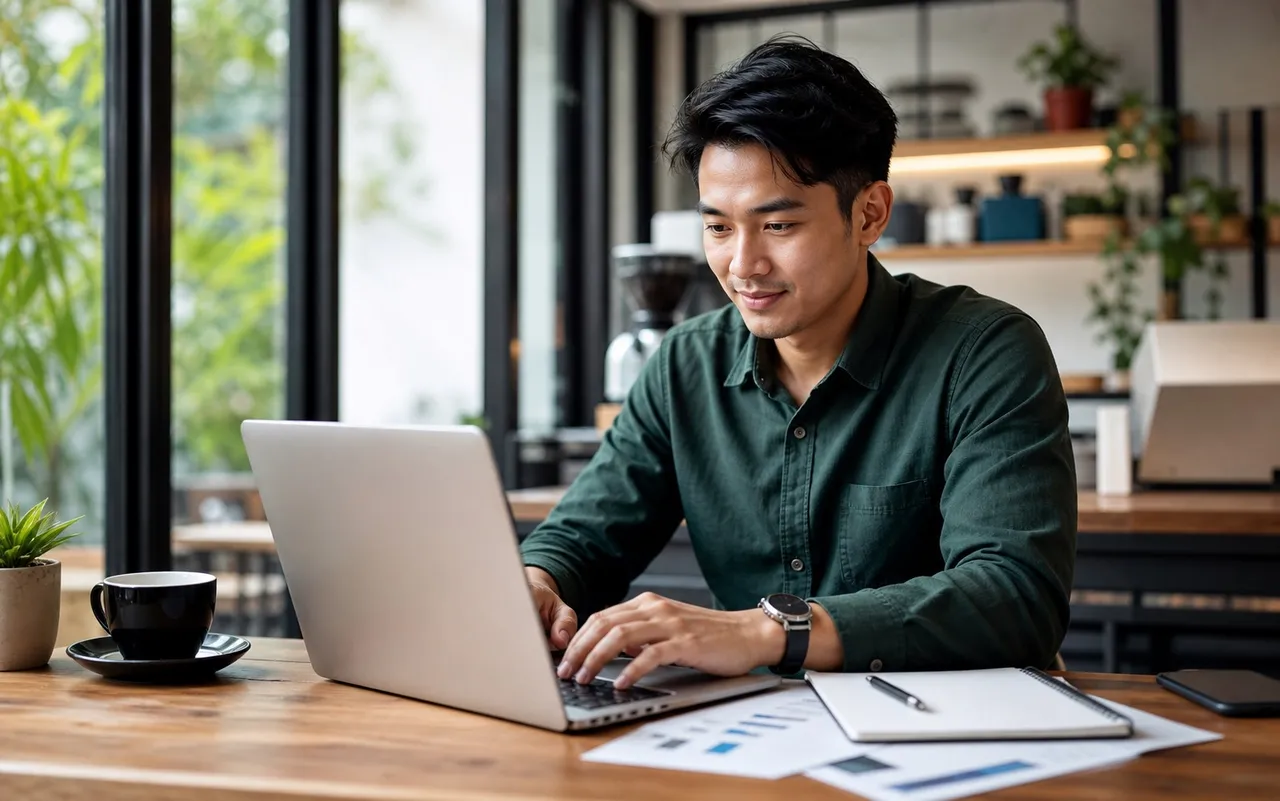 Malaysian service business owner working on client billing